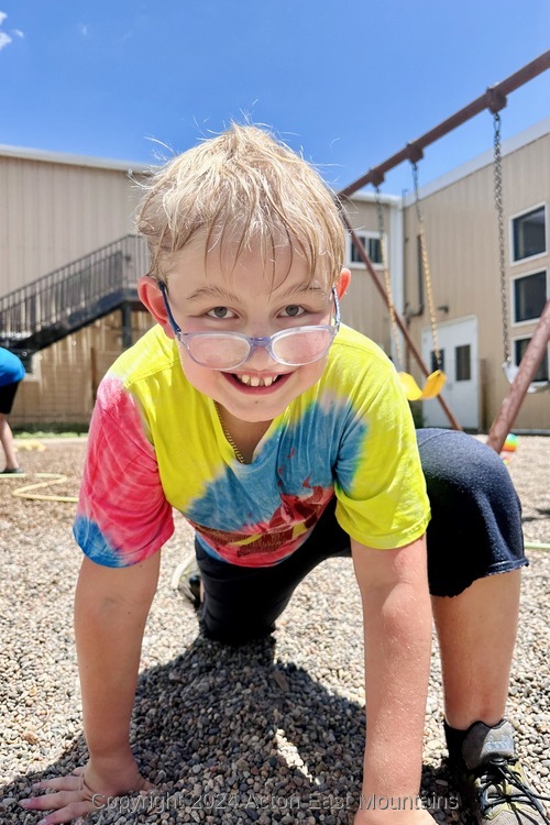 Learners at Acton Academy East Mountains private school in Cedar Crest, New Mexico playing outside